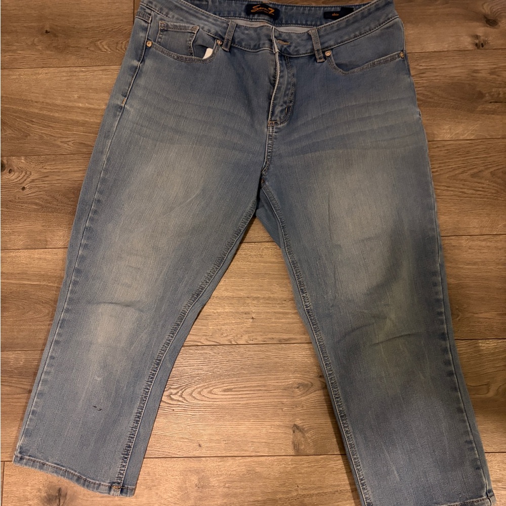 Seven7 Women's Blue Ankle & Cropped Jeans